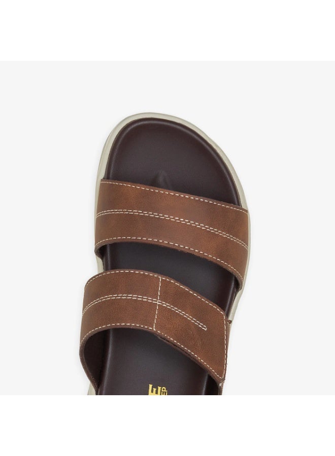 NDURE Men's Cloud Bedded Slides | Durable Man Made Leather Cloud-Foam Footbed | Lightweight EVA Outsole Round Toe All-Day Comfort - Image 3