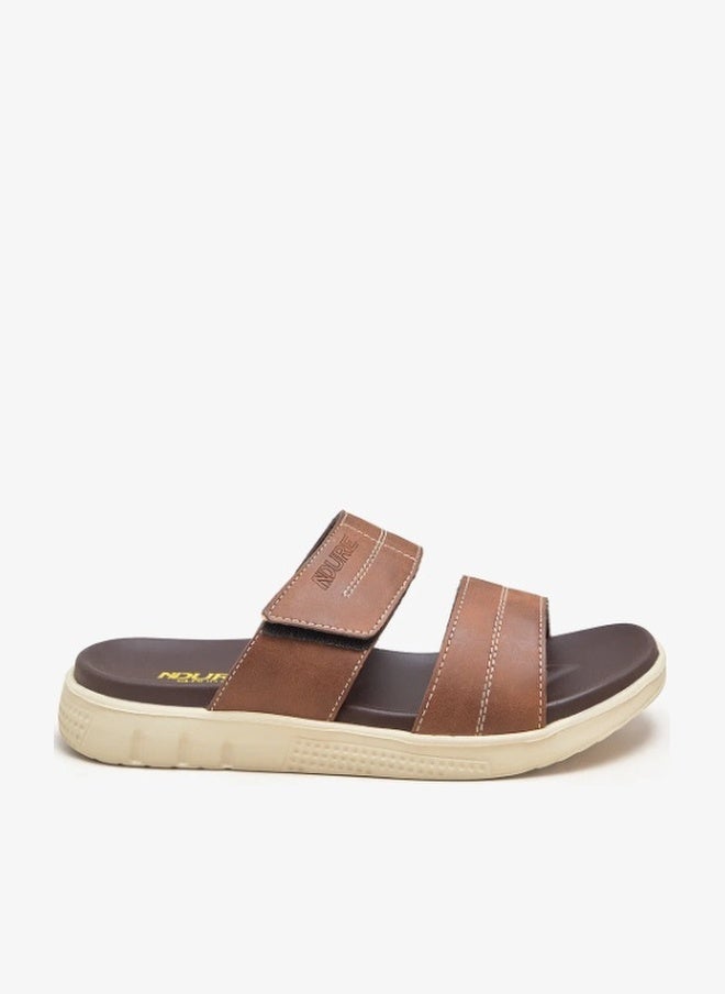 NDURE Men's Cloud Bedded Slides | Durable Man Made Leather Cloud-Foam Footbed | Lightweight EVA Outsole Round Toe All-Day Comfort - Image 1
