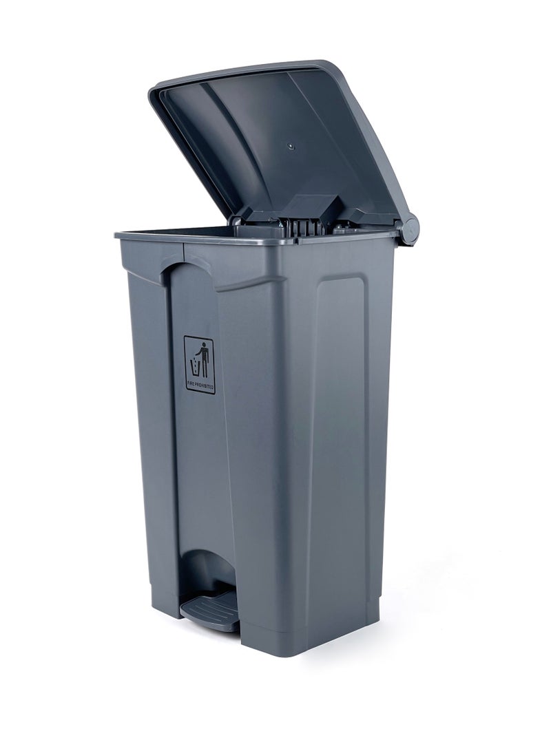 جاتور سلة مهملات بلاستيكية بدواسة، سعة 87 لتر، رمادية - Image 1