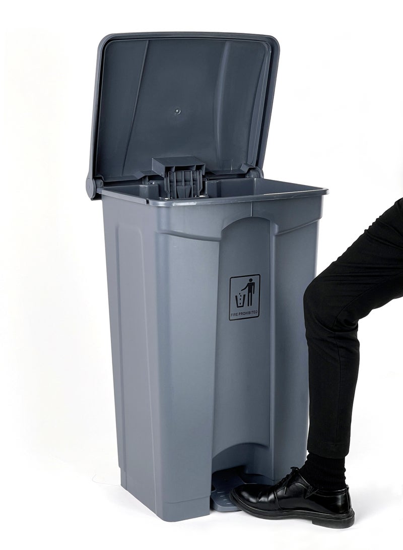 جاتور سلة مهملات بلاستيكية بدواسة، سعة 87 لتر، رمادية - Image 3