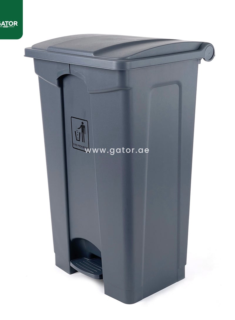 جاتور سلة مهملات بلاستيكية بدواسة، سعة 87 لتر، رمادية - Image 4