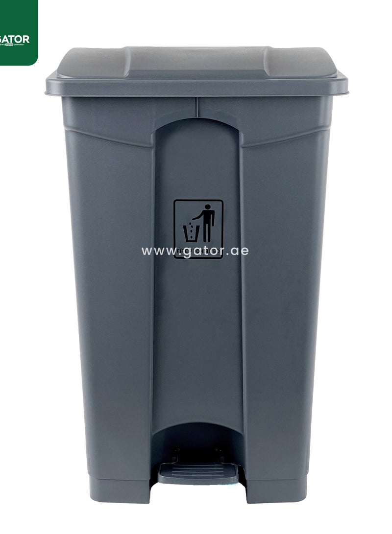 جاتور سلة مهملات بلاستيكية بدواسة، سعة 87 لتر، رمادية - Image 5