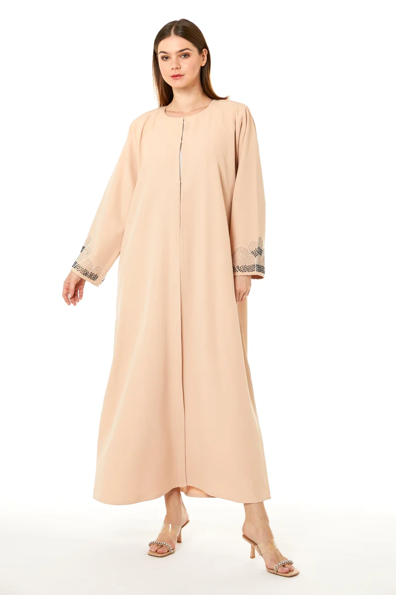 Moistreet Embellished Open Front Abaya