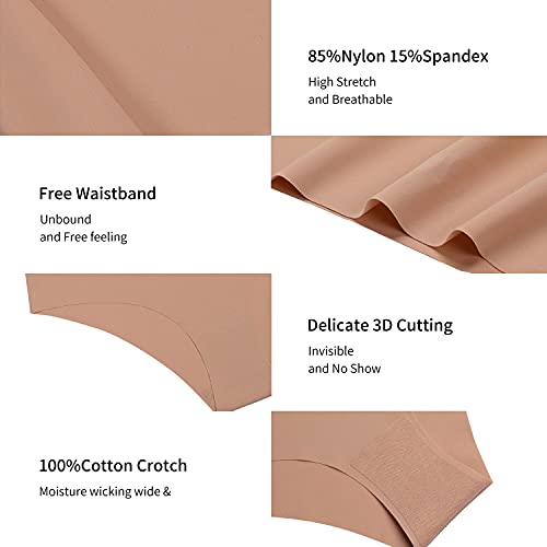 SHARICCA Women Seamless Cheeky Bikini No Show Panties Ladies Invisible Breathable Briefs Soft Stretch Underwear 7 Pack (7P01,M) - Image 3