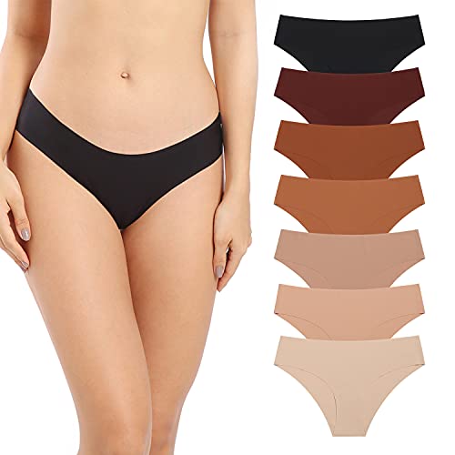 SHARICCA Women Seamless Cheeky Bikini No Show Panties Ladies Invisible Breathable Briefs Soft Stretch Underwear 7 Pack (7P01,M) - Image 1