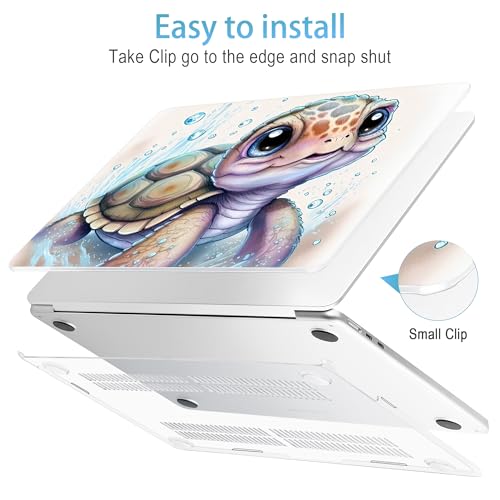 Mektron for 2024 M3 MacBook Air 13.6 Inch A3113 Case Fits 2022 2023 A2681 M2 Chip with Liquid Retina Display Touch ID, Printed Plastic Hard Shell Cover for MacBook Air 13.6", Cute Turtle - Image 4