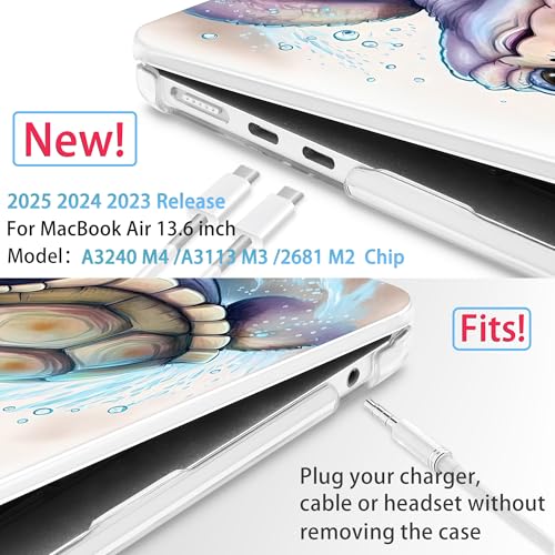Mektron for 2024 M3 MacBook Air 13.6 Inch A3113 Case Fits 2022 2023 A2681 M2 Chip with Liquid Retina Display Touch ID, Printed Plastic Hard Shell Cover for MacBook Air 13.6", Cute Turtle - Image 3