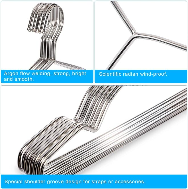 Harmony Homes Iron Steel Clothes Hangers| Metal Hangers for Coats, Suits, Dresses, Abayas & Shirts, Durable Non-Slip Design for Wardrobe Organization| Grey| pack of 10 - Image 5