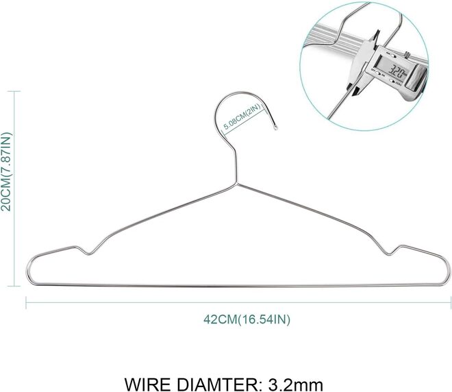 Harmony Homes Iron Steel Clothes Hangers| Metal Hangers for Coats, Suits, Dresses, Abayas & Shirts, Durable Non-Slip Design for Wardrobe Organization| Grey| pack of 10 - Image 4