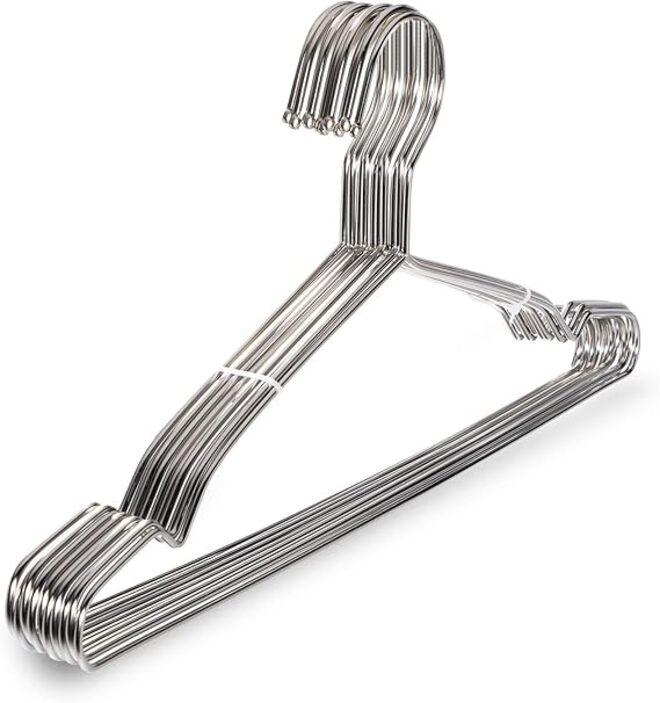 Harmony Homes Iron Steel Clothes Hangers| Metal Hangers for Coats, Suits, Dresses, Abayas & Shirts, Durable Non-Slip Design for Wardrobe Organization| Grey| pack of 10 - Image 2