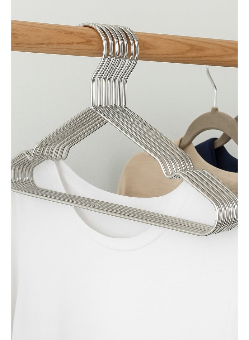 Harmony Homes Iron Steel Clothes Hangers| Metal Hangers for Coats, Suits, Dresses, Abayas & Shirts, Durable Non-Slip Design for Wardrobe Organization| Grey| pack of 10 - Image 1