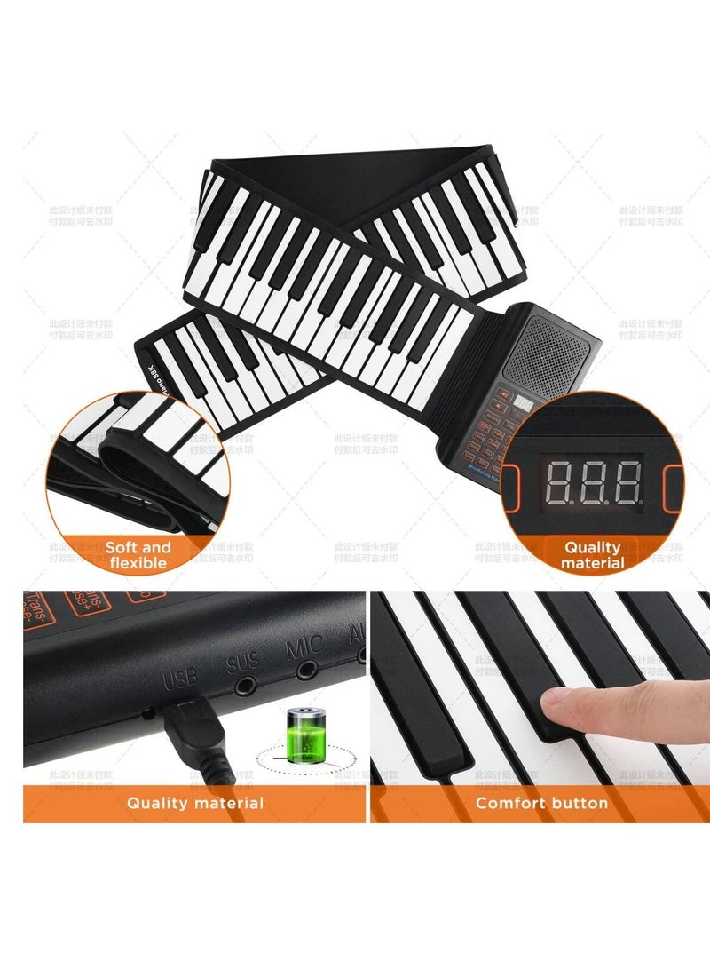 Generic Roll-up Piano 61 keys, Electronic Hand Roll Portable Piano with 128 Unique Tones and Built-in Speaker, Upgraded Waterproof Silicone Fold able Piano Keyboard for Beginners and Kids  - Image 4