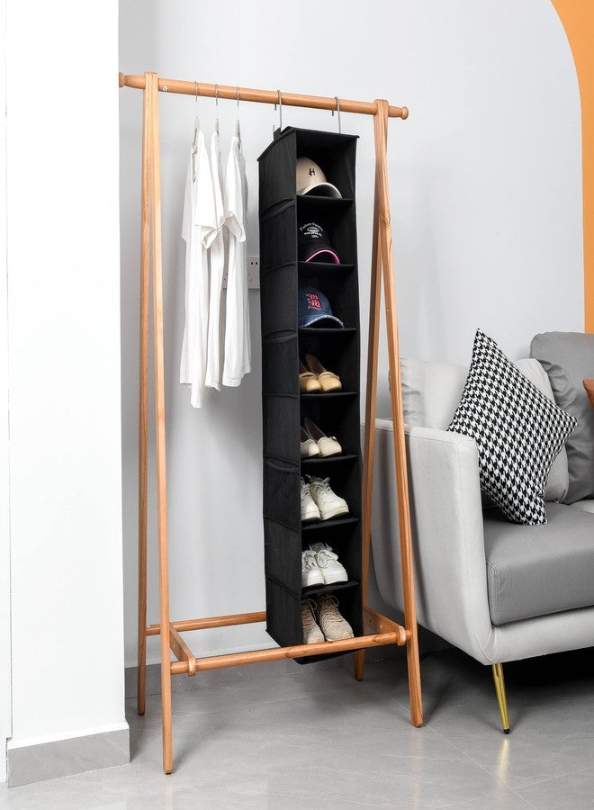 Berdeng Hanging Shoe Organizer for Closet with Side Mesh Pockets，Hat Racks for Baseball Caps，Shoe and Hat Holder & Storage，8-Shelf，Black，2 Pack - Image 4