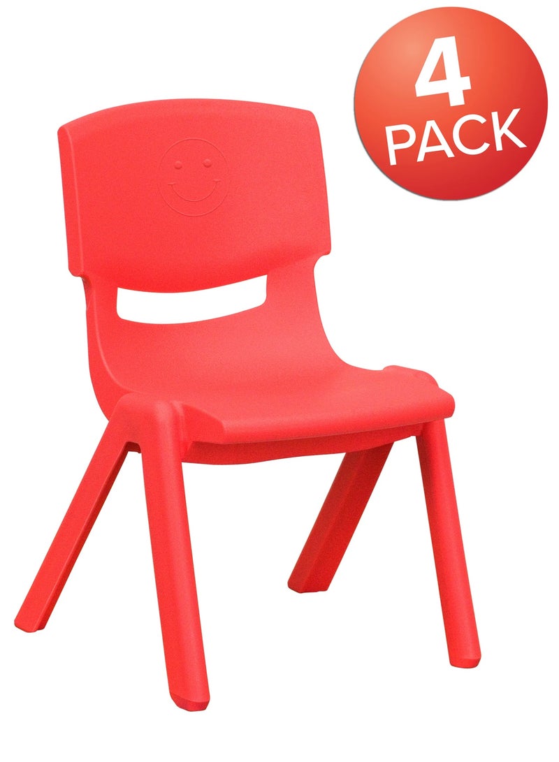 Funz 4 Pieces Funz Stackable Plastic Kids Learning Chairs, 40 X 32 X 51cm, The Perfect Chair for Playrooms, Schools, Daycares and Home, Red  - Image 2
