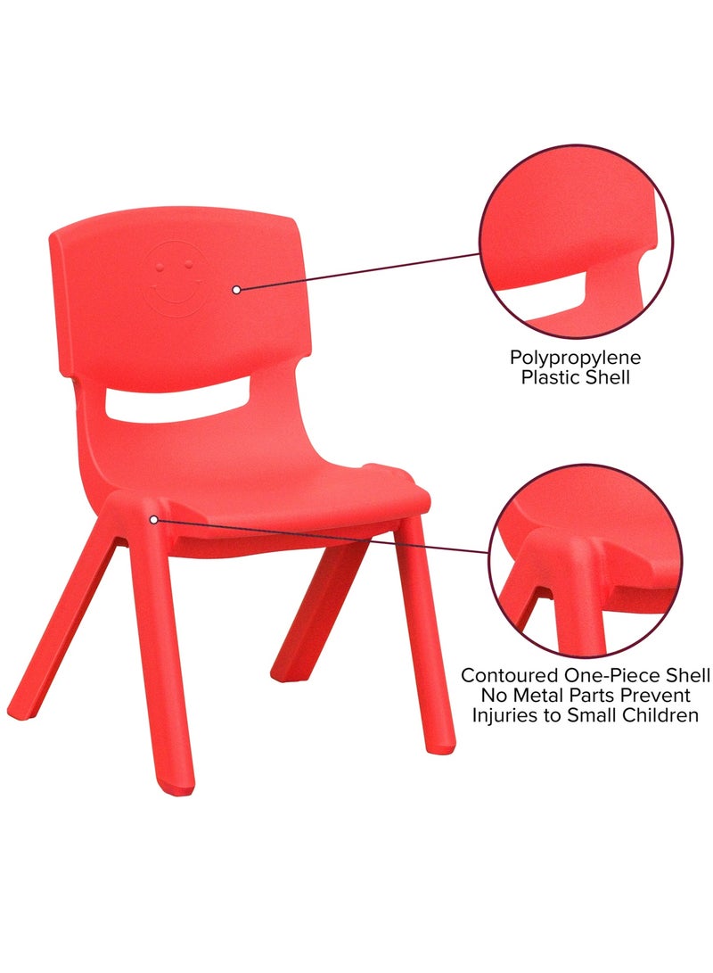Funz 4 Pieces Funz Stackable Plastic Kids Learning Chairs, 40 X 32 X 51cm, The Perfect Chair for Playrooms, Schools, Daycares and Home, Red  - Image 5