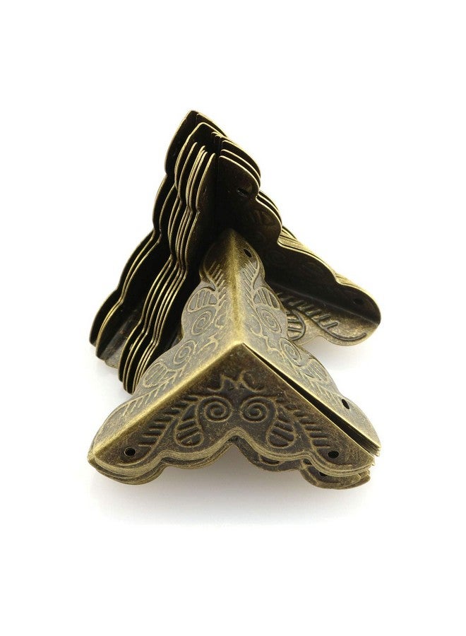 Tegg Box Corner Protector 20Pcs Antique Brass Triangle Rattan Carved Wood Case Edge Guard - Image 3