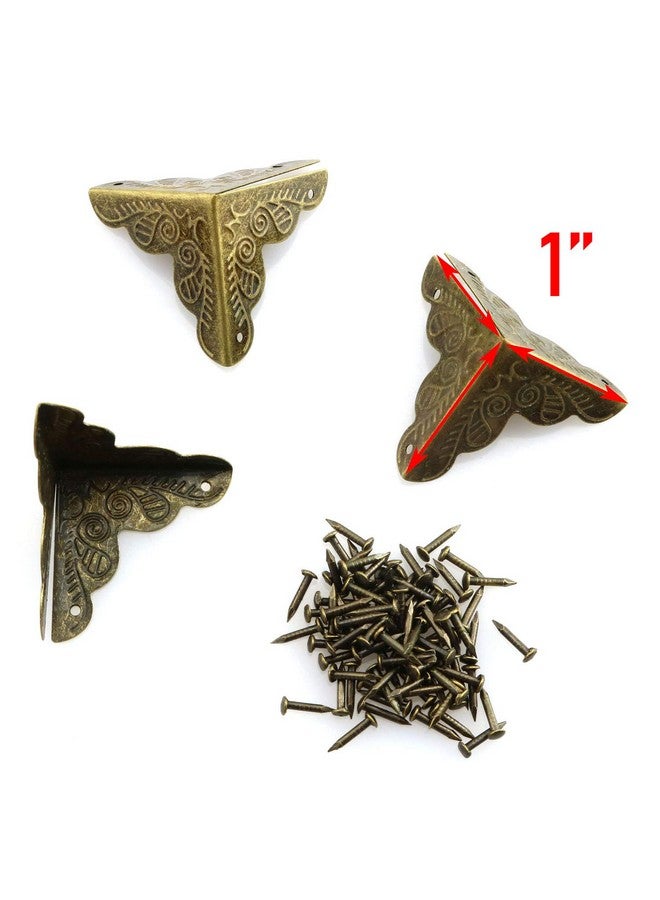 Tegg Box Corner Protector 20Pcs Antique Brass Triangle Rattan Carved Wood Case Edge Guard - Image 4