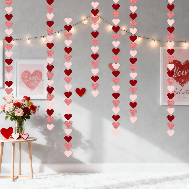 RUIZHUO 108PCS Heart Garland Red and Pink Valentines Day Decorations for Decorating Walls Windows, Photo Backdrops, Homes, Shops, or Parties Valentines Day Decorations for Party Create a Festive Atmosphere - Image 4