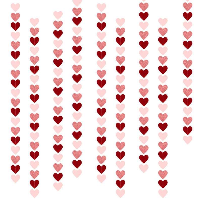 RUIZHUO 108PCS Heart Garland Red and Pink Valentines Day Decorations for Decorating Walls Windows, Photo Backdrops, Homes, Shops, or Parties Valentines Day Decorations for Party Create a Festive Atmosphere - Image 1