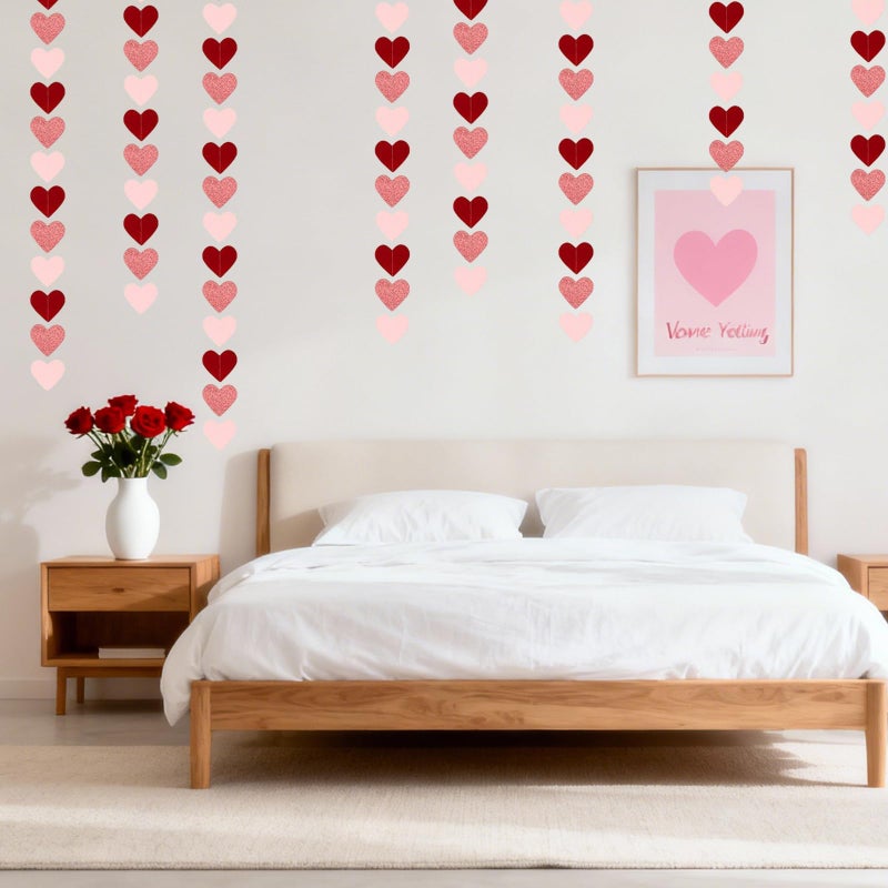 RUIZHUO 108PCS Heart Garland Red and Pink Valentines Day Decorations for Decorating Walls Windows, Photo Backdrops, Homes, Shops, or Parties Valentines Day Decorations for Party Create a Festive Atmosphere - Image 3