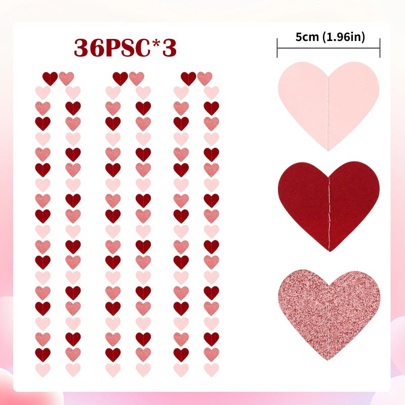 RUIZHUO 108PCS Heart Garland Red and Pink Valentines Day Decorations for Decorating Walls Windows, Photo Backdrops, Homes, Shops, or Parties Valentines Day Decorations for Party Create a Festive Atmosphere - Image 2
