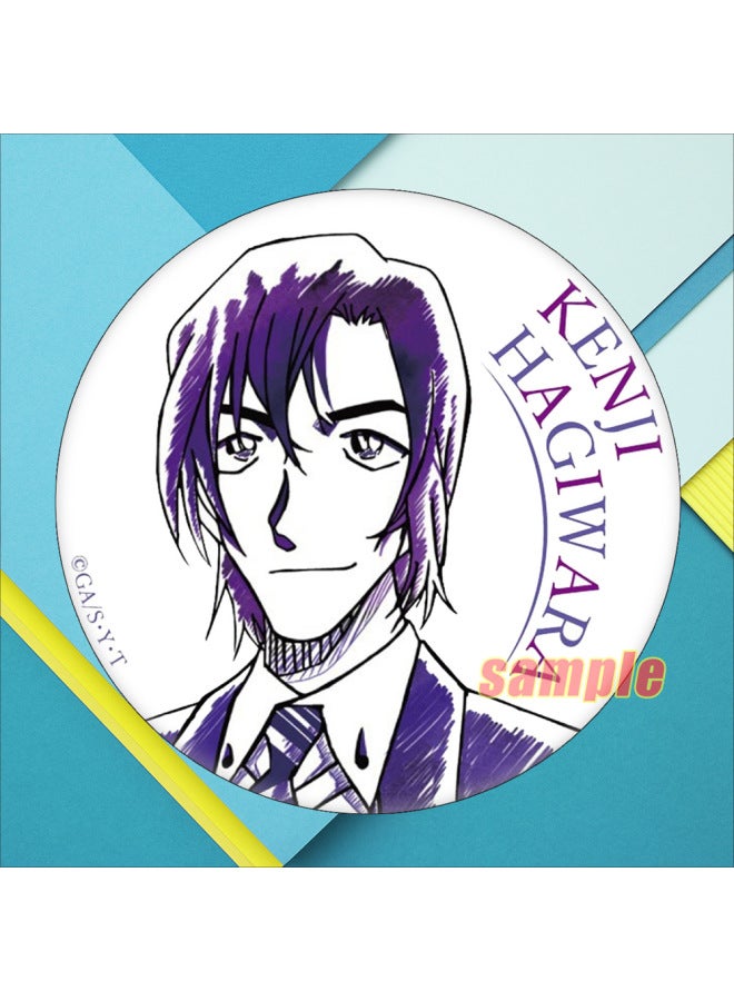 Ink Painting Detective Conan Yum Badge Tinplate Brooch Metal Medallion Animation Around A Generation-Color:No. 30-Specifications:75mm Badge  - Image 1