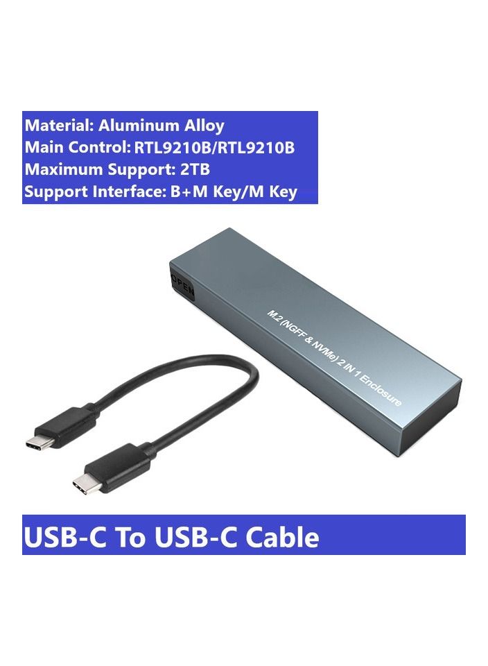 AROAQ علبة SSD M.2 NVMe بسرعة 10 جيجابت في الثانية وعلبة USB3.1 Gen2 NVMe وعلبة SSD M2 SATA NGFF بسرعة 5 جيجابت في الثانية - Image 1