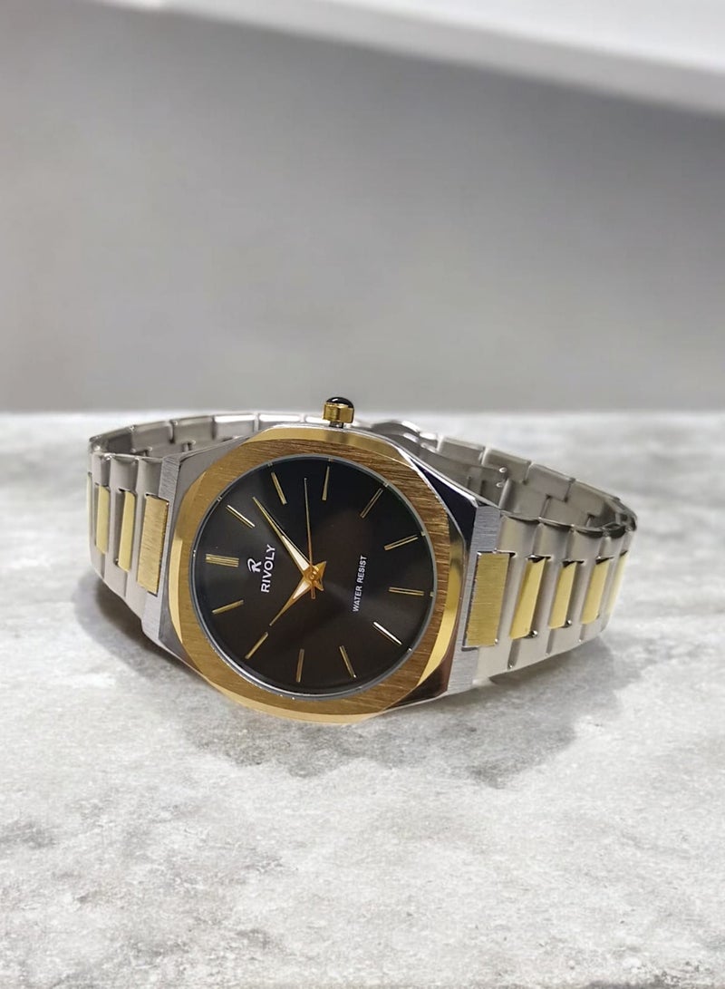 ريفولي ساعة يد للرجال من الستانلس ستيل بعرض انالوج وحركة كوارتز ، سهلة القراءة بتصميم عصري مقاوم للماء، ساعة يد كلاسيكية فاخرة بواجهة كبيرة - Image 3