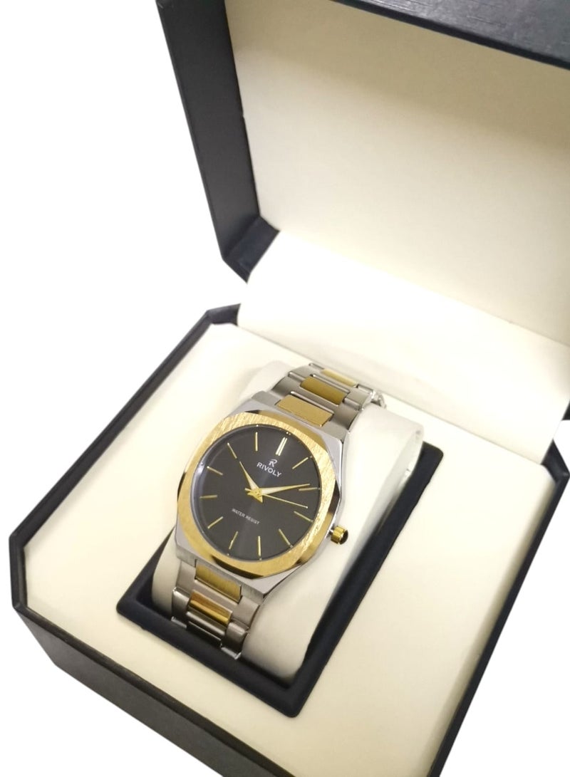 ريفولي ساعة يد للرجال من الستانلس ستيل بعرض انالوج وحركة كوارتز ، سهلة القراءة بتصميم عصري مقاوم للماء، ساعة يد كلاسيكية فاخرة بواجهة كبيرة - Image 5