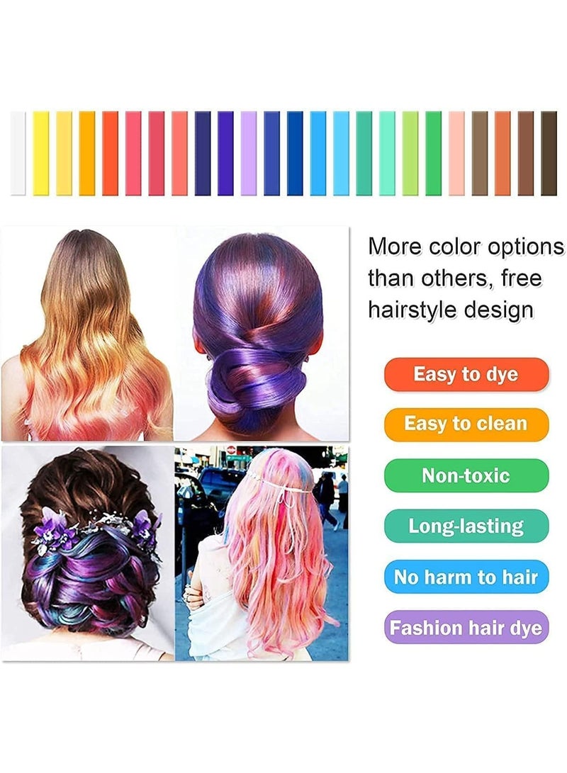 24 Colors Hair Chalk Pens Set, Temporary Hair Dye Kit for Kids & Adults, Non-Toxic Washable Hair Coloring Chalks for Party, Cosplay, Birthday, Halloween, DIY Hair Decoration - Image 2