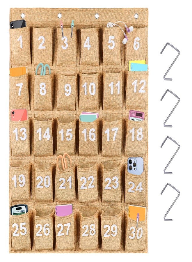 Eamay 30 Numbered Classroom Pocket Charts for Cell Phones and Calculators Holder Wall Door Mount Hanging Organizer - Image 1