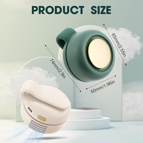 enterlent Portable Silent Mini Bladeless Electric FanMini Whirlwind Fan for Waist Clip Fan3SpeedHandsFree Neck Fan suitable for Outdoor Travel OfficeTravel Accessories Green - Image 3