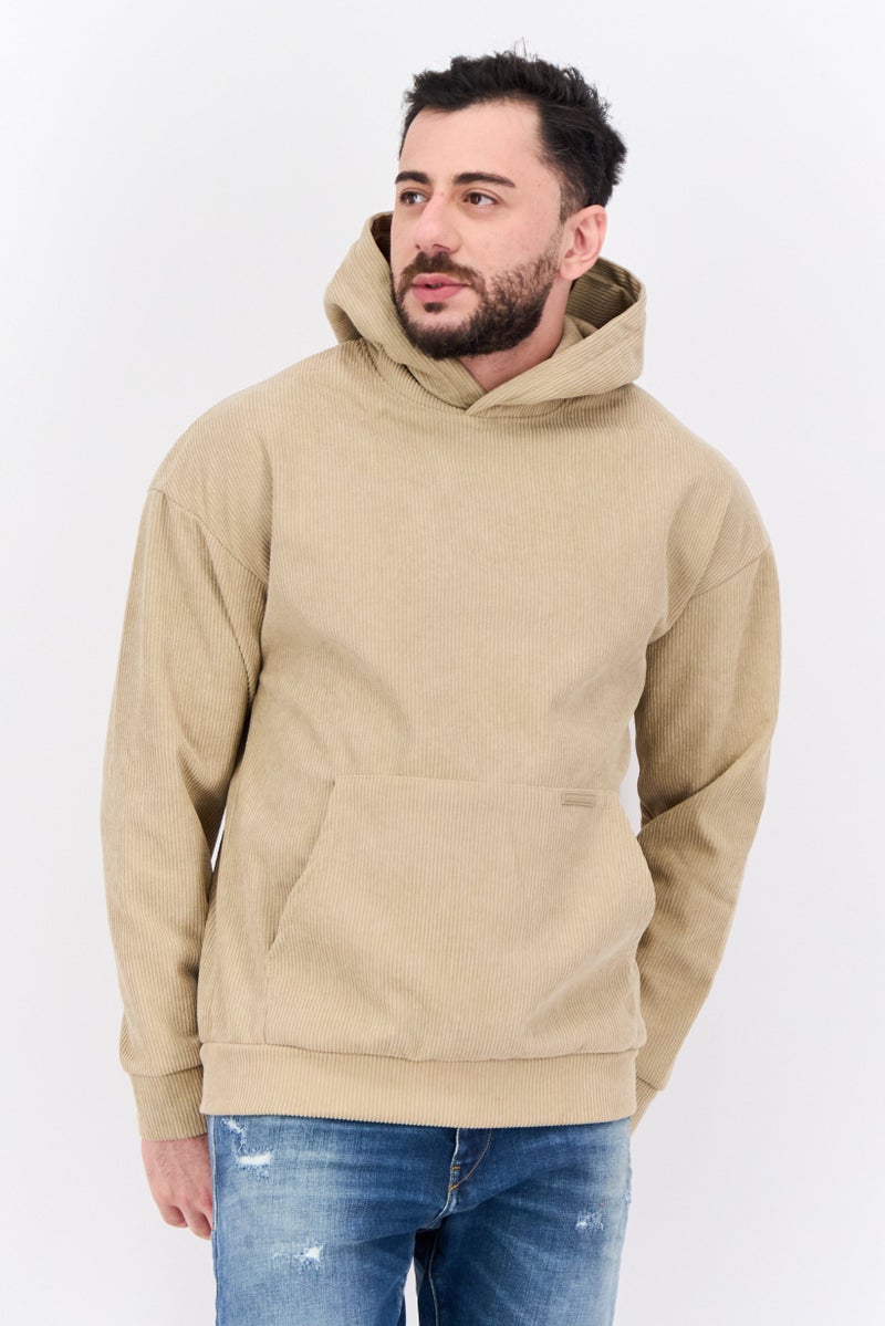 MEMBERS ONLY Men Hooded Textured Long Sleeves Sweatshirt, Taupe - Image 1