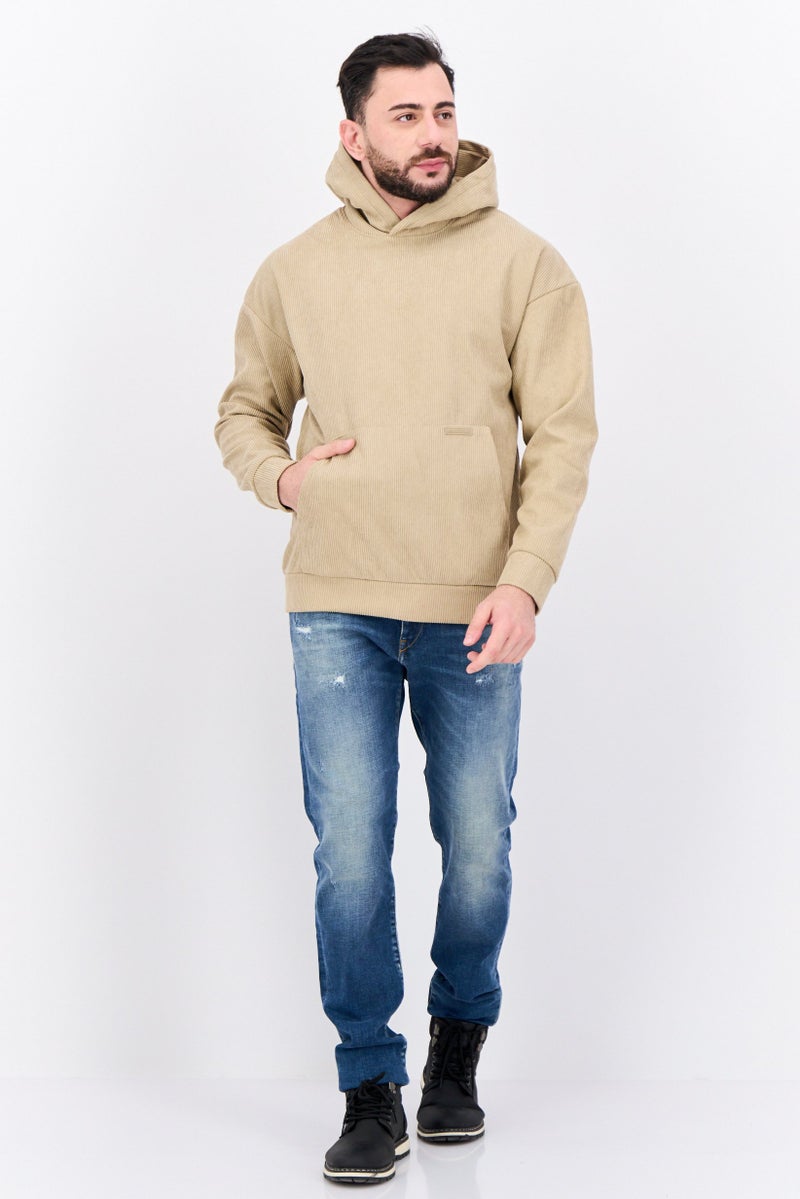 MEMBERS ONLY Men Hooded Textured Long Sleeves Sweatshirt, Taupe - Image 4