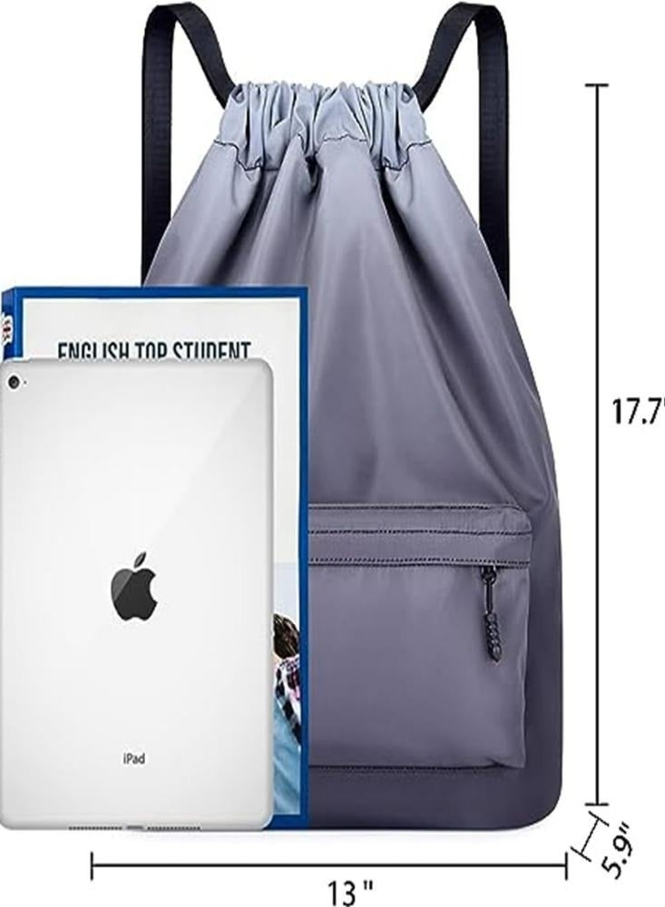 Oasisgalore Backpack Business Simple Crossbody Laptop Bag Fashion Clothes Travel Bag Travel Sail Zipper Handbag Waterproof Drawstring Sport bag,Grey  - Image 2