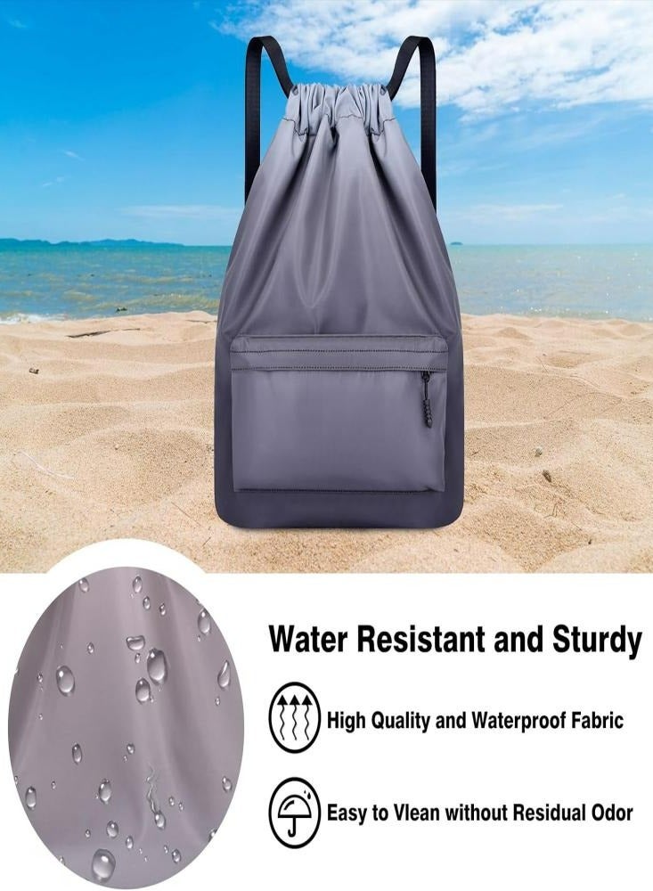 Oasisgalore Backpack Business Simple Crossbody Laptop Bag Fashion Clothes Travel Bag Travel Sail Zipper Handbag Waterproof Drawstring Sport bag,Grey  - Image 3