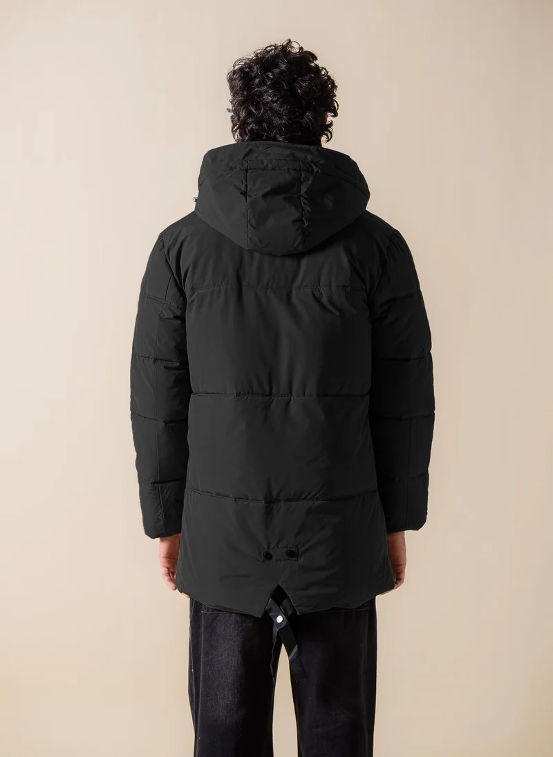 SHAPES WATER-REPELLENT HOODED PUFFER JACKET