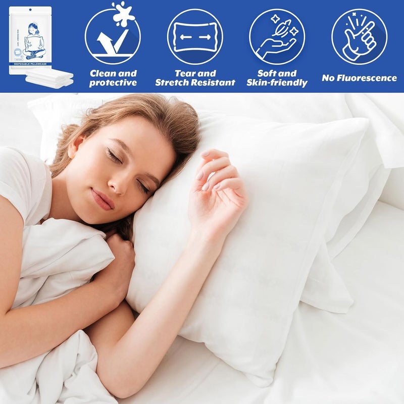 KASTWAVE 6 Pcs Disposable Pillowcases, 32 x 20 Inch Travel Single Use Pillow Case Non Woven Pillow Covers Individually Wrapped Portable Pillow Sheets for Business Trips Hotels Bedding Supplies - Image 4