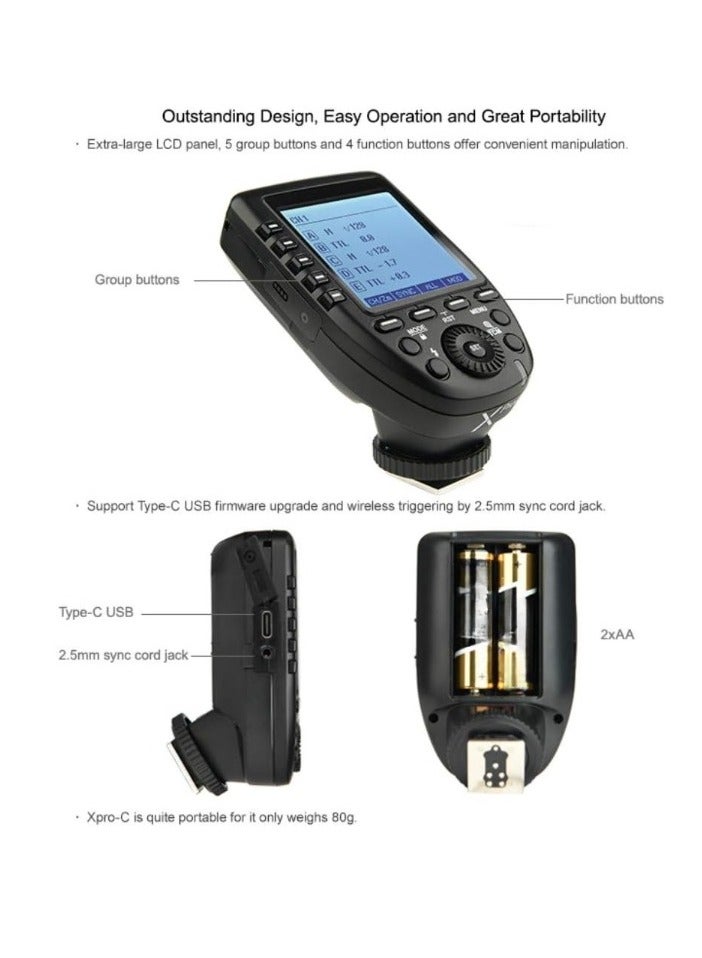 Godox XPROS 2.4G Wireless Flash Trigger, High Speed Sync Flash Transmitter, Extra Large LCD Screen Flash Control Trigger With Stable And Seamless Connection, (XPROS, For Sony Camera) - Image 4