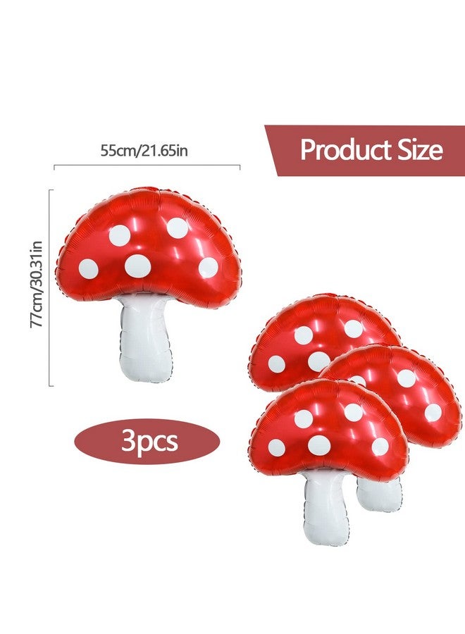 Sliverdew 3Pack 31'' Mushroom Foil Balloon Mushroom Birthday Party Supplier Fairy Princess Birthday Woodland Theme Balloon Baby Shower Supplies Fairy Garden Party Mushroom Decoration Enchanted Forest Decoration - Image 5