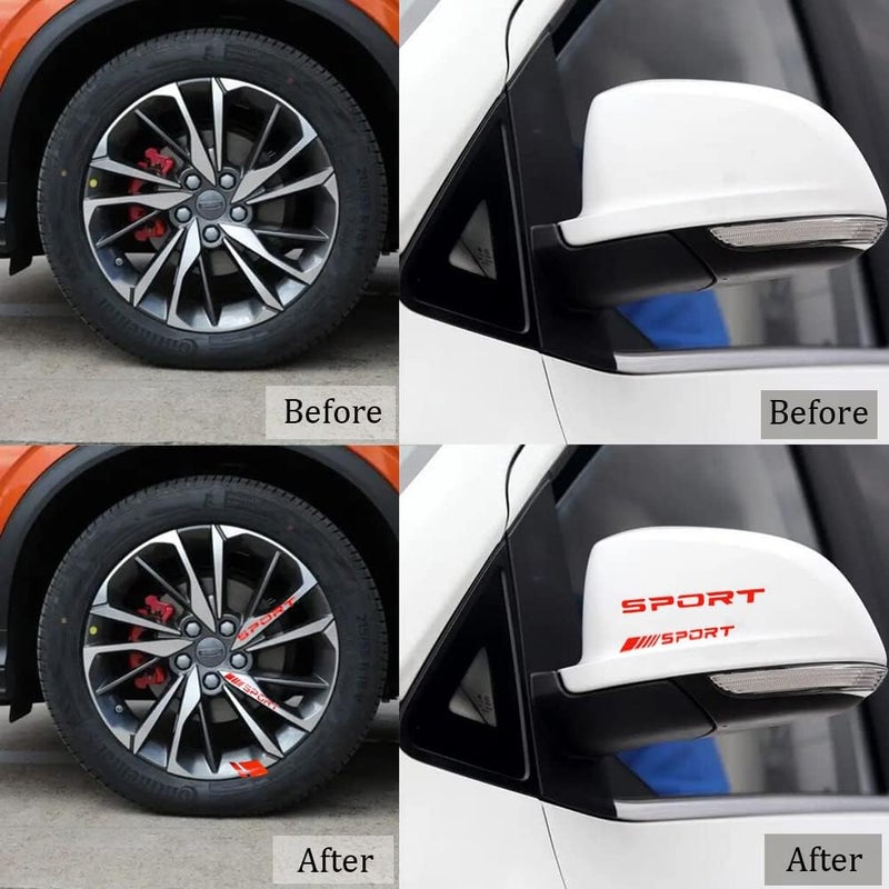 Pincuttee Gulf standard sizing alternatives Pincuttee 14pcs Car Decal Stickers,Wheel Rim Decal Sticker,Sport Logo Reflective Stickers,Sport Emblem Car Rear Bumper Sticker,Rear Mirror Decals for All Vehicles(Red,14PCS) Wide usage compatibility - Image 5