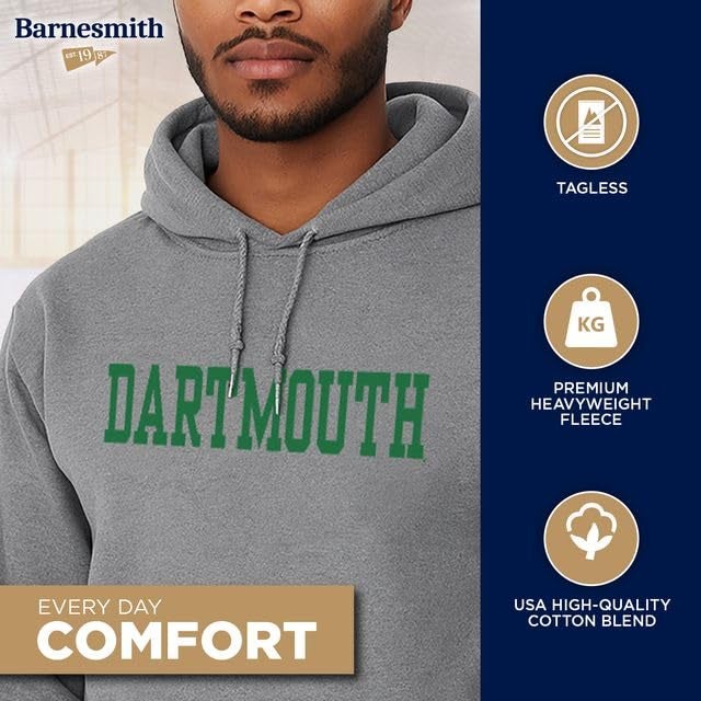Ivysport Dartmouth College Hooded Sweatshirt, Essential, Heather Grey, Small - Image 3
