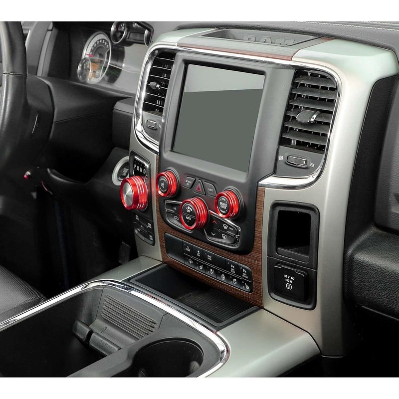 Hoolcar Aluminum Alloy Air Conditioner & Headlight Switch Knob Cover for 2013-2017 Dodge Ram - Red, 5 Pieces - Image 4