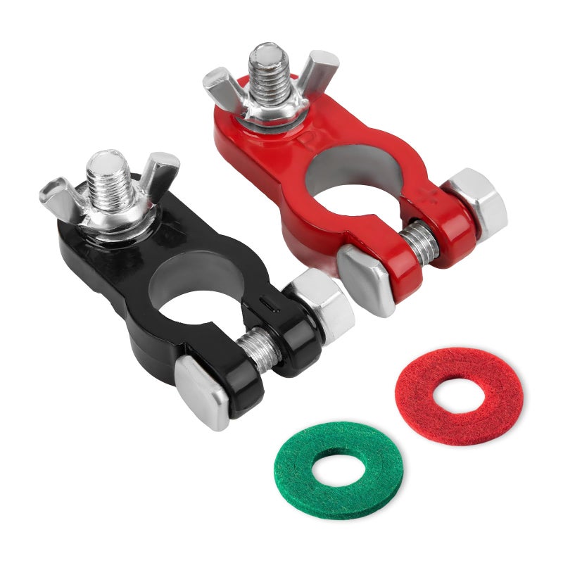 Wevdn 1 Set Battery Terminal Connectors Negative Positive Battery Cable Terminals with Anti Corrosion Washers Battery Post Connector Clamps for Car Truck Boat Car Accessories - Image 3