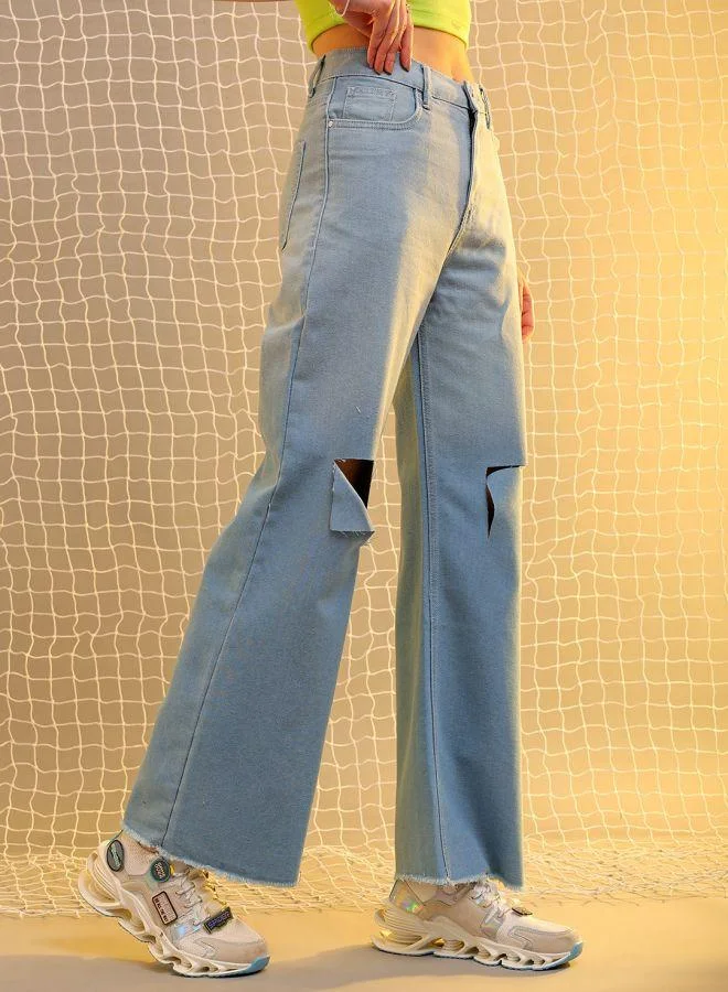 Freehand  Women Flared Solid High-Rise Jeans for Women | Best Price UAE