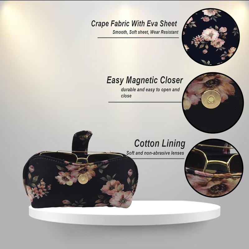 STYLE BITE Store STYLE BITE Floral Eyeglass Case | Stylish Sunglasses Holder for Women & Men | Fabric Spectacle Case with Magnetic Closure | Trendy Glasses Box for Daily & Travel Use - Image 2