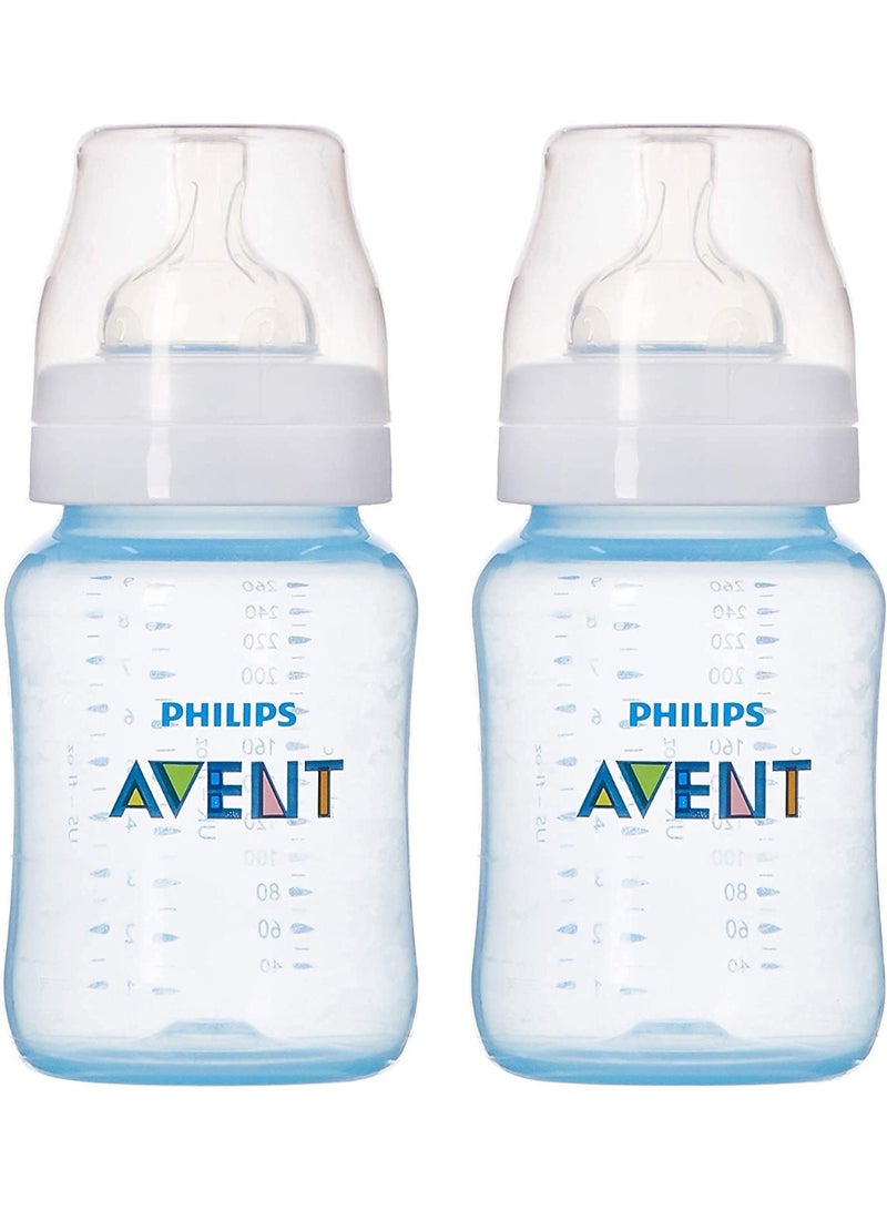 Avent Philips Avent Baby Feeding Bottle (2x260ml) - Easy to Use & Durable - 1 Month+ Natural Nipple - High Quality Set - Image 1