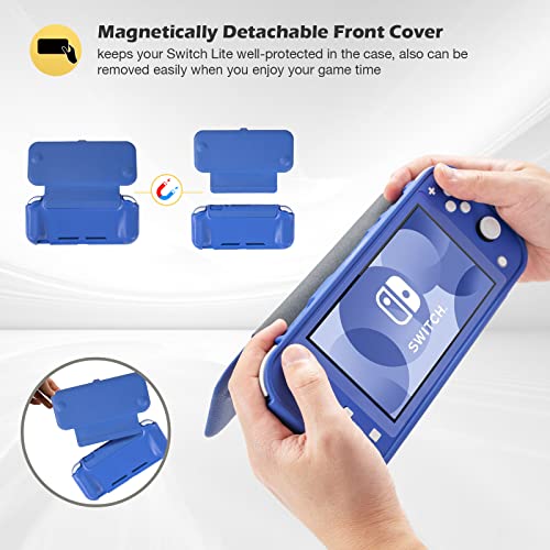 ProCase Flip Cover for Nintendo Switch Lite with 2 Pack Tempered Glass Screen Protectors, Slim Protective Case with Magnetically Detachable Front Cover for Nintendo Switch Lite 2019 -Blue - Image 5