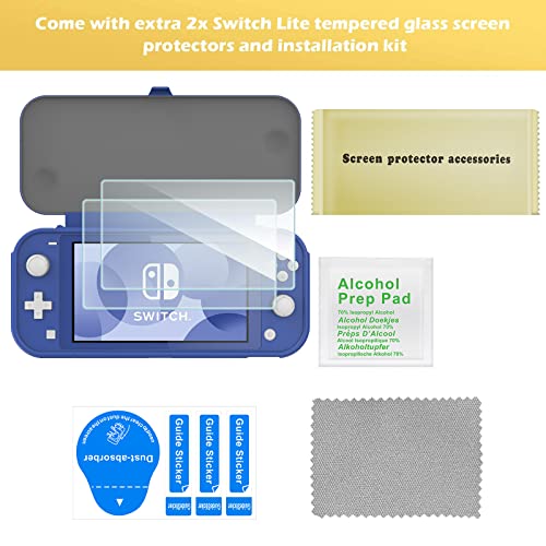ProCase Flip Cover for Nintendo Switch Lite with 2 Pack Tempered Glass Screen Protectors, Slim Protective Case with Magnetically Detachable Front Cover for Nintendo Switch Lite 2019 -Blue - Image 3