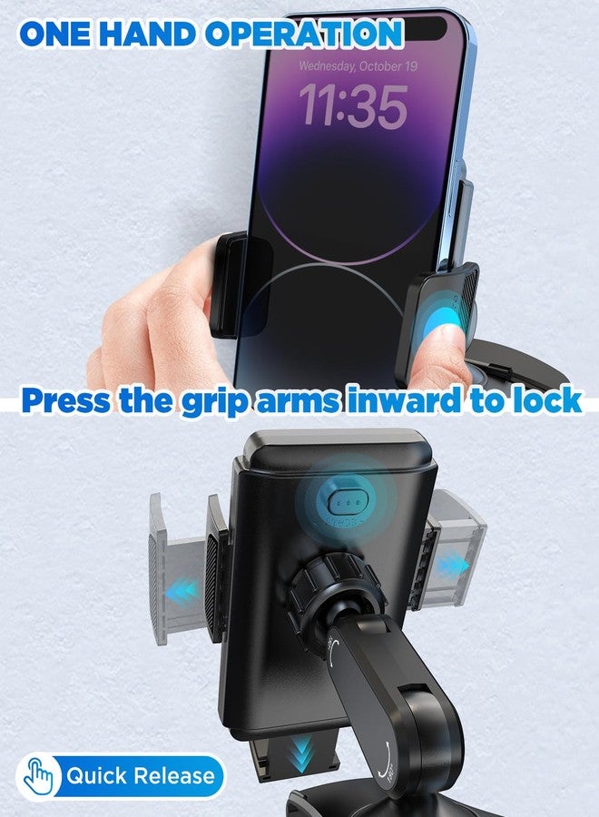 IPOW Car Dashboard Phone Clip Holder, 360 Degrees Rotation Dash Steering Wheel Phone Clamp Mount Compatible with iPhone 15 14 13 Pro Max and 4-7 Inch Smartphones (NOT Universal - Please Check) - Image 5